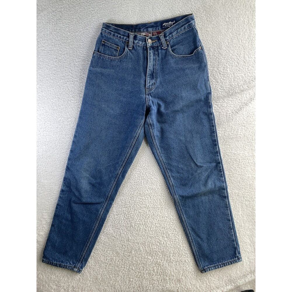 Vintage Eddie Bauer Jeans Womens Sz 6 26x30 Petite Flannel Lined Hong Kong Camp